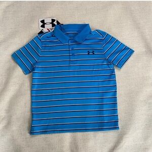 Under Armour Kids Polo in Blue and White Stripes